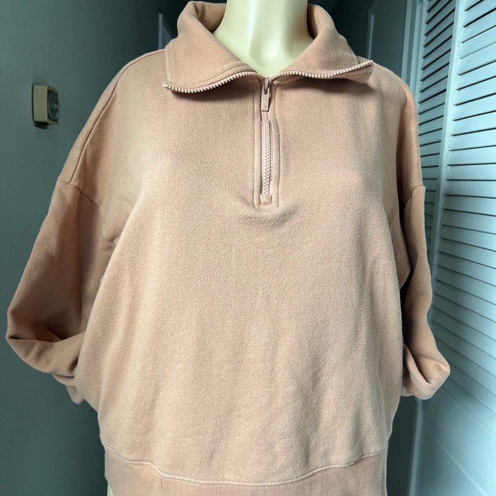 PINK Victoria's Secret Half-Zip Cowl Neck Sweater in Beige